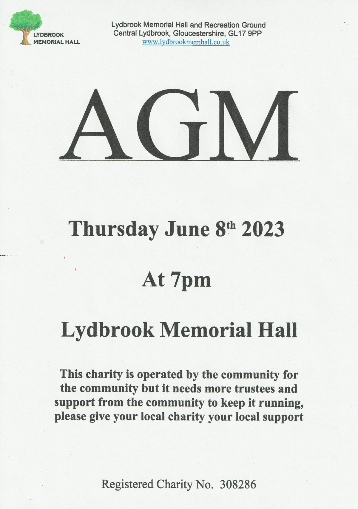 AGM for Hall and Recreation Ground&nbsp;Trust